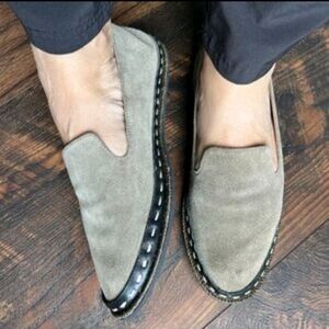 RAG & BONE New York Cairo Olive Suede Almond Toe Slip-On Loafers Women's SZ 37.5